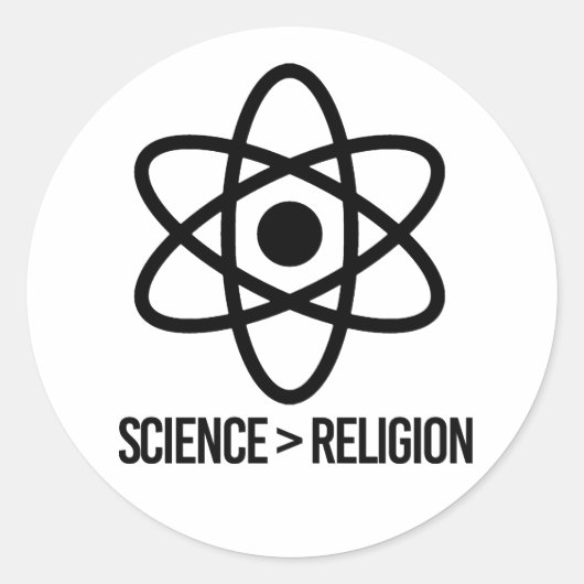 Wetenschap is groter dan religie ronde sticker (Voorkant)