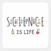 Wetenschap is leven vierkante sticker (Voorkant)