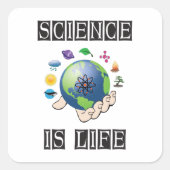 Wetenschap is leven vierkante sticker (Voorkant)