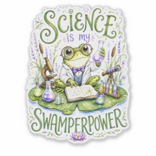 Wetenschap is mijn Zwamperpower Kikkervetenschappe Sticker (Voorkant)
