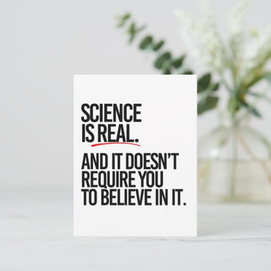 WETENSCHAP IS REAL BRIEFKAART (Staand voorkant)