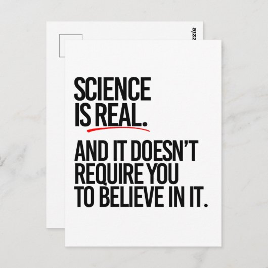 WETENSCHAP IS REAL BRIEFKAART (Voorkant / Achterkant)