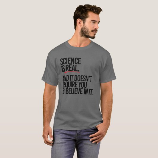 WETENSCHAP IS REAL T-SHIRT (Voorkant volledig)