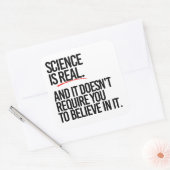 WETENSCHAP IS REAL VIERKANTE STICKER (Envelop)