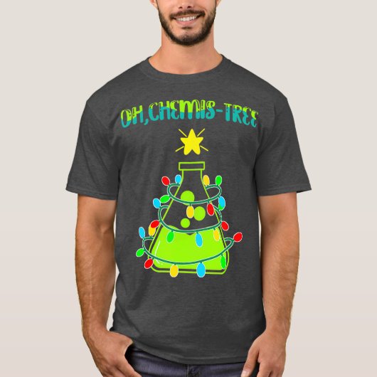 Wetenschap Kerstboom Pun Oh Chemistree Grappig T-shirt (Voorkant)