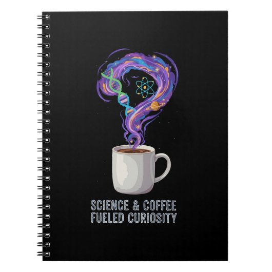 Wetenschap & Koffie Voeden Nieuwsgierigheid Notitieboek (Voorkant)