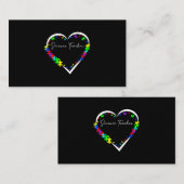 Wetenschap leraar Autisme puzzel liefde hart Autis Visitekaartje (Voorkant / Achterkant)