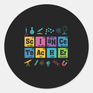 Wetenschap Leraar Chemie Elementen Periodiek Tabel Ronde Sticker