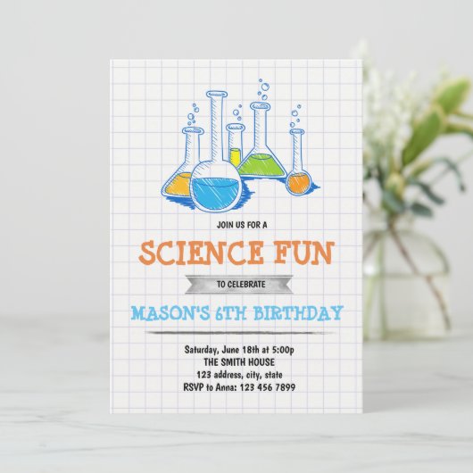 Wetenschap leuke verjaardag uitnodiging (Staand voorkant)
