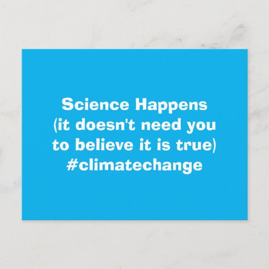 Wetenschap maakt klimaatverandering mogelijk briefkaart (Voorkant)