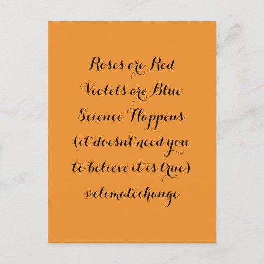 Wetenschap maakt klimaatverandering mogelijk briefkaart (Voorkant)