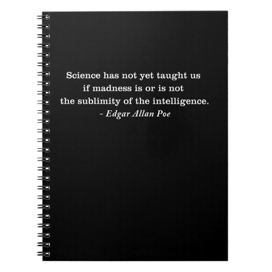 Wetenschap Madness Edgar Allan Poe Quote Notitieboek (Voorkant)