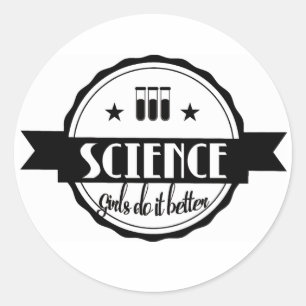 Wetenschap. Meisjes doen het beter Ronde Sticker