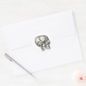  Wetenschap Menselijke Anatomie, Antiek schedel Ronde Sticker (Envelop)