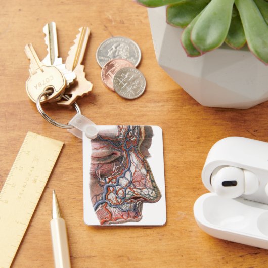 wetenschap menselijke anatomie, gezicht met neus sleutelhanger (Bureau)