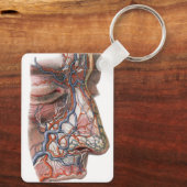 wetenschap menselijke anatomie, gezicht met neus sleutelhanger (Achterkant)