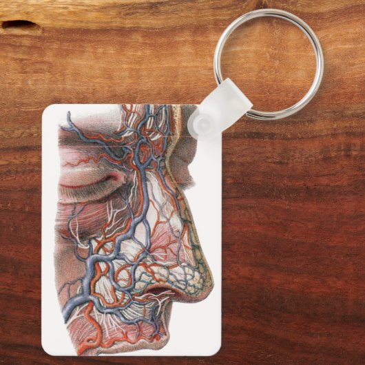 wetenschap menselijke anatomie, gezicht met neus sleutelhanger (Achterkant)