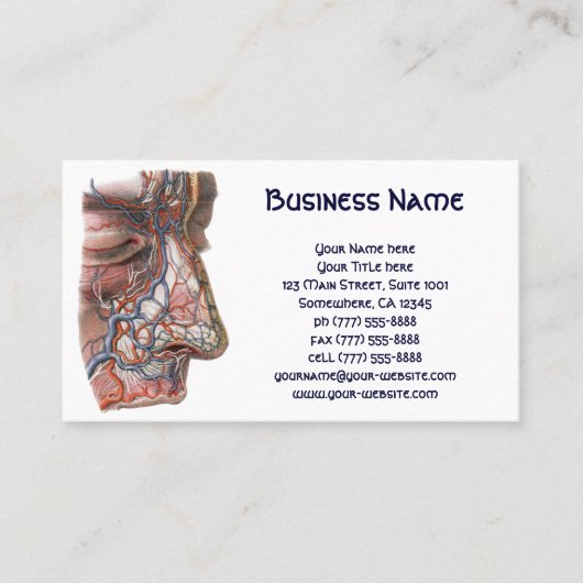 wetenschap menselijke anatomie, gezicht met neus visitekaartje (Voorkant)