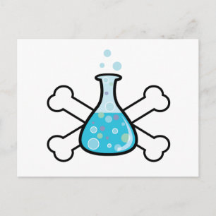 wetenschap nerd bekerglas en schedel ontwerp briefkaart