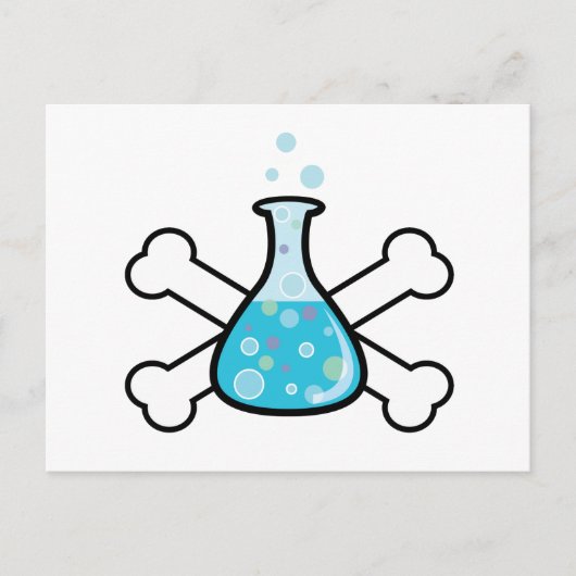 wetenschap nerd bekerglas en schedel ontwerp briefkaart (Voorkant)