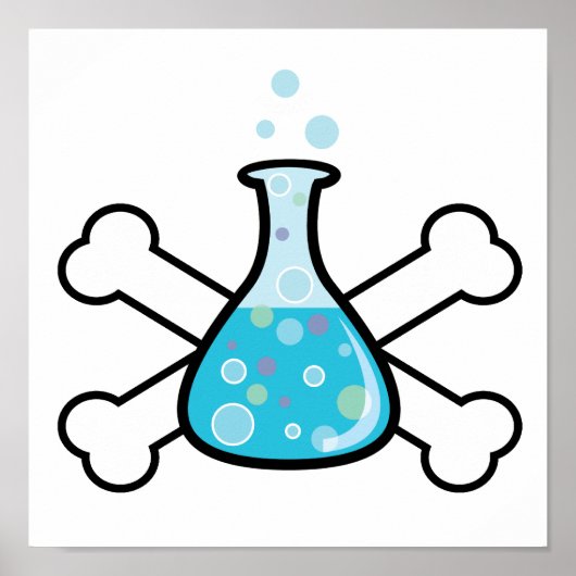 wetenschap nerd bekerglas en schedelbotdesign poster (Voorkant)