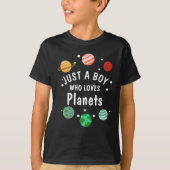 Wetenschap Nerd Outer Space Boy Die Van Planeten H T-shirt (Voorkant)