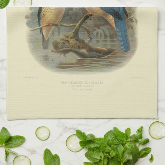 Wetenschap NZ Birds - NZ Kingfisher Theedoek (Gevouwen)