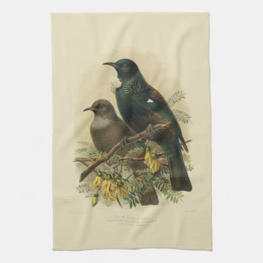  wetenschap NZ Birds - Tui Tea Towel Theedoek (Verticaal)