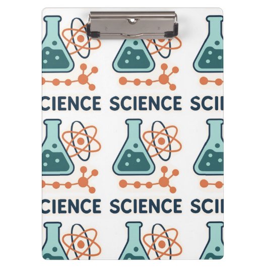 Wetenschap Onderwerp Sticker – Kolf, Moleculen & A Klembord (Voorkant)