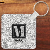 Wetenschap Persoonlijk Monogram - Letter M Sleutel Sleutelhanger (Achterkant)