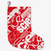 Wetenschap; Scarlet Red Stripes Kleine Kerstsok (Voorkant)