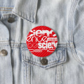 Wetenschap; Scarlet Red Stripes Ronde Button 7,6 Cm (In situ)