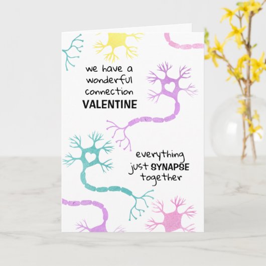 Wetenschap Valentijn Neuron Biologie Leraar Geek Kaart (Gele Bloem)