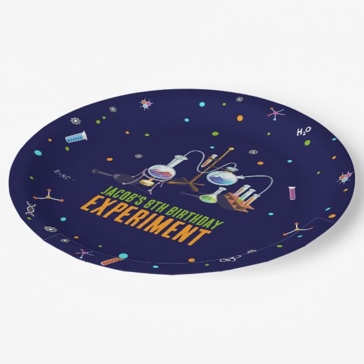 Wetenschap Verjaardag Uitnodigingen Papieren Bordje (Gekanteld)
