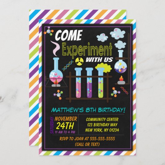 Wetenschap Verjaardagsfeest Uitnodiging voor een j (Voorkant / Achterkant)