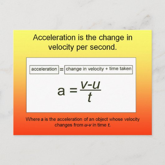 Wetenschap, Versnelling is de toename van snelheid Briefkaart (Voorkant)
