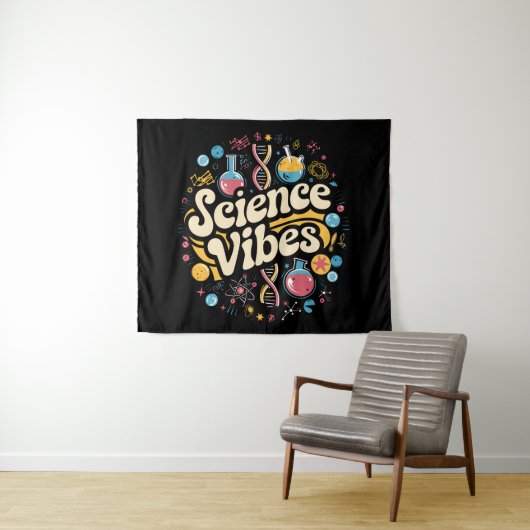 Wetenschap Vibes Groovy Eerste Dag Terug naar Scho Wandkleed (In Situ (horizontaal))