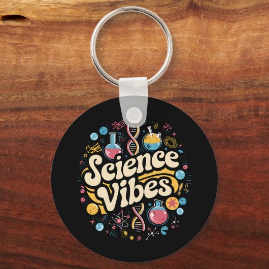 Wetenschap Vibes Groovy Eerste dag van Back To Sch Sleutelhanger (Voorkant)