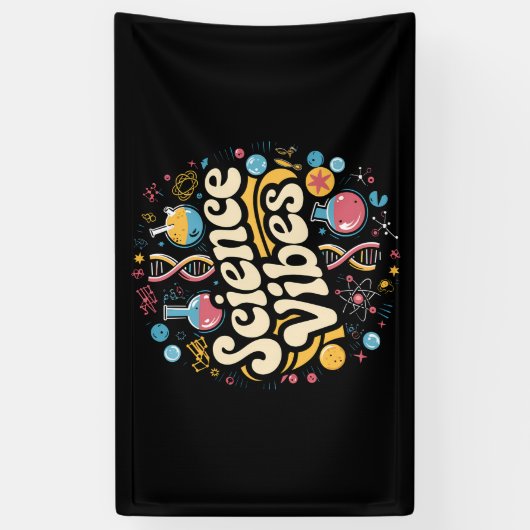 Wetenschap Vibes Groovy Eerste dag van Back To Sch Spandoek (Verticaal)