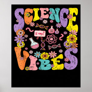 Wetenschap Vibes Retro 1e Dag Terug School Leraar Poster