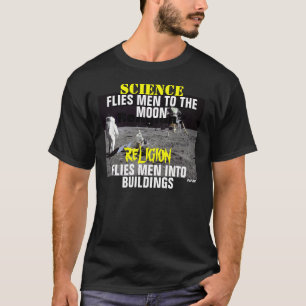 WETENSCHAP VS RELIGION T-SHIRT (MET TERUG LEIDEN-I