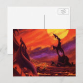 wetenschap - vulkaanplant met rode lava briefkaart (Voorkant / Achterkant)