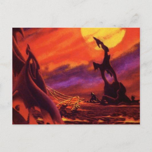 wetenschap - vulkaanplant met rode lava briefkaart (Voorkant)