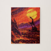  wetenschap - vulkaanplant met rode lava legpuzzel (Verticaal)