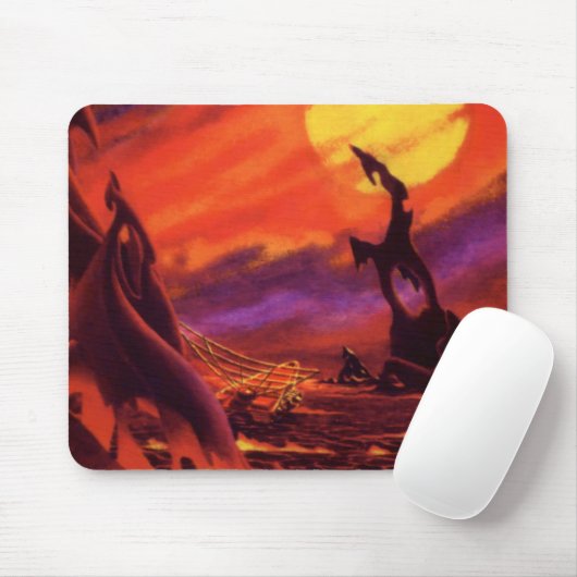  wetenschap - vulkaanplant met rode lava muismat (Met muis)