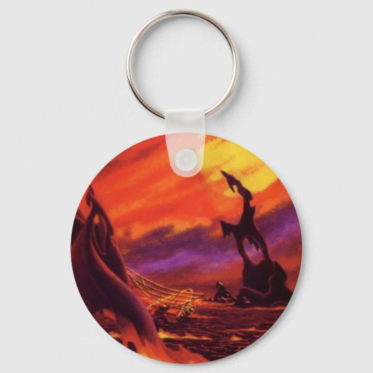  wetenschap - vulkaanplant met rode lava sleutelhanger (Voorkant)