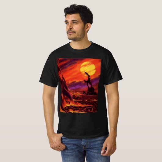  wetenschap - vulkaanplant met rode lava t-shirt (Voorkant volledig)