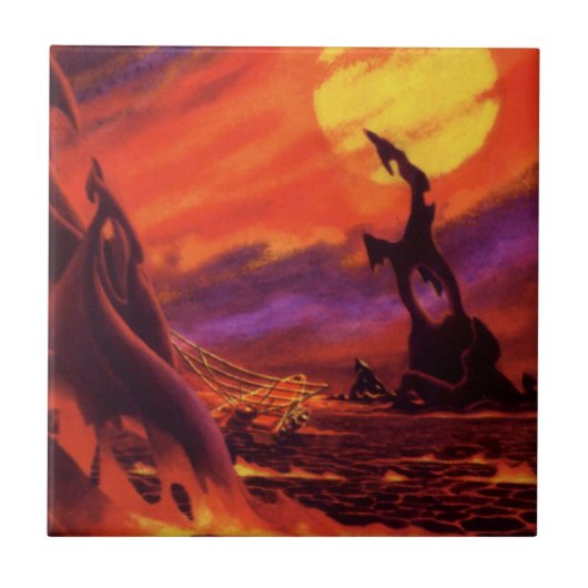  wetenschap - vulkaanplant met rode lava tegeltje (Voorkant)