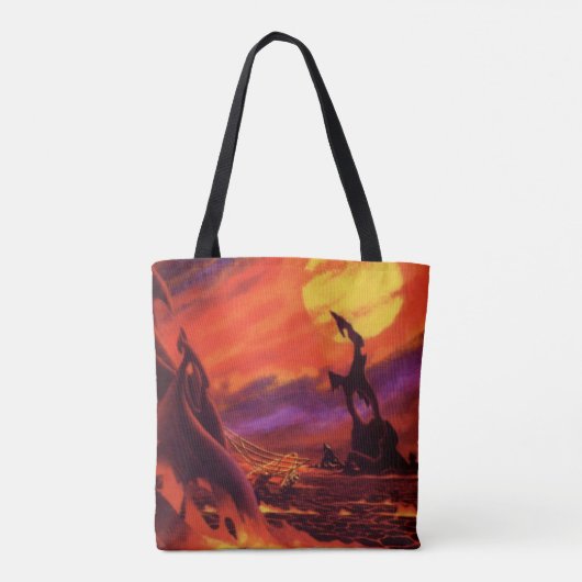 wetenschap - vulkaanplant met rode lava tote bag (Achterkant)