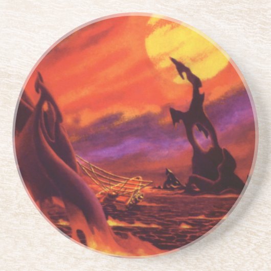 wetenschap - vulkaanplant met rode lava zandsteen onderzetter (Voorkant)